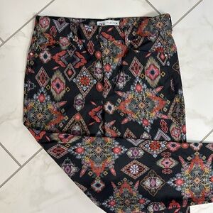Zara size large patterned pants.  Black with multiple colors.  Ankle